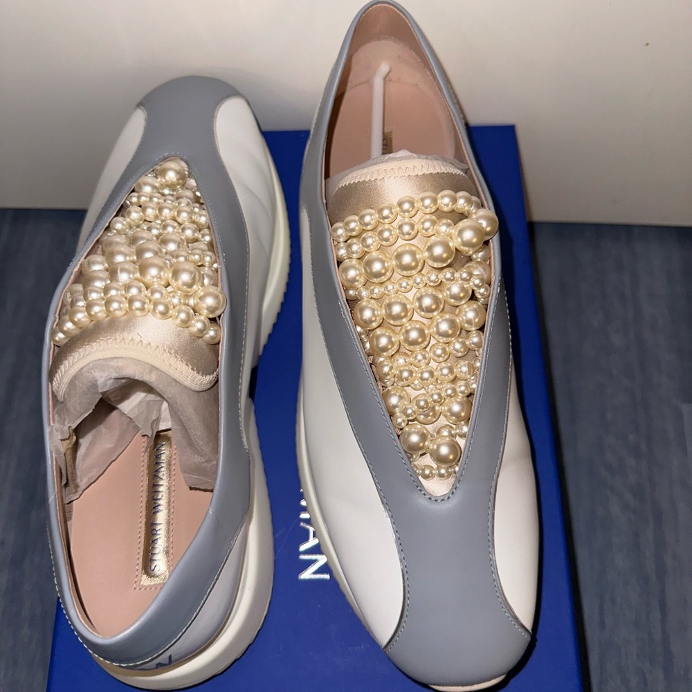 Stuart Weitzman Thalassa Off-White Pearl Sneakers